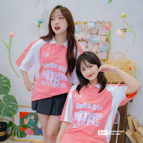 Thiết kế áo lớp polo oversize Wassup màu lòng tôm cá tính