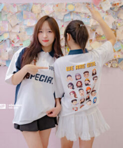 Mẫu Áo Đồng Phục Lớp Polo Oversize Wassup Màu Trắng Gạo