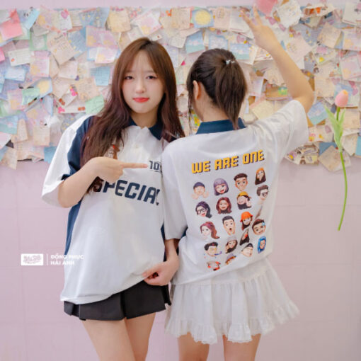 Mẫu Áo Đồng Phục Lớp Polo Oversize Wassup Màu Trắng Gạo