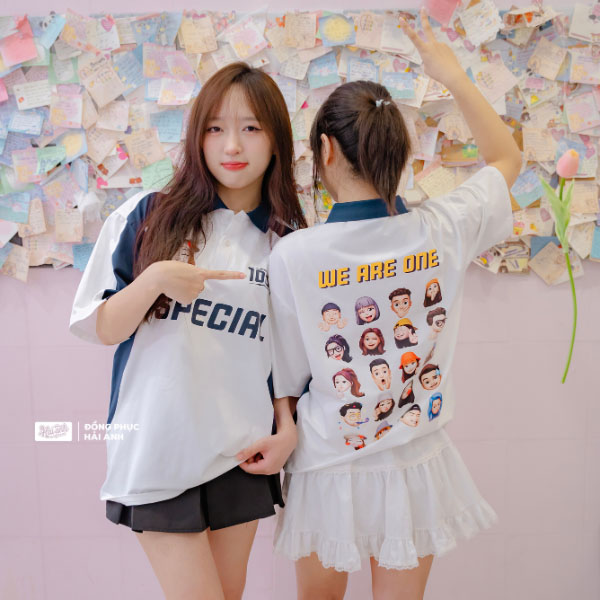 Mẫu Áo Đồng Phục Lớp Polo Oversize Wassup Màu Trắng Gạo