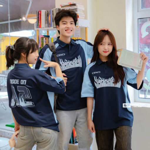 Mẫu Áo Đồng Phục Lớp Polo Oversize Wassup Màu Xanh Đen - ảnh 3