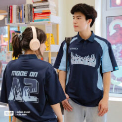 Mẫu Áo Đồng Phục Lớp Polo Oversize Wassup Màu Xanh Đen