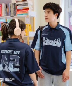 Mẫu Áo Đồng Phục Lớp Polo Oversize Wassup Màu Xanh Đen
