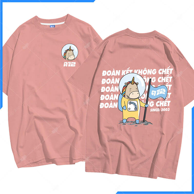 Mẫu Áo Lớp Oversize Cổ Tròn Màu Hồng Lòng Tôm A12
