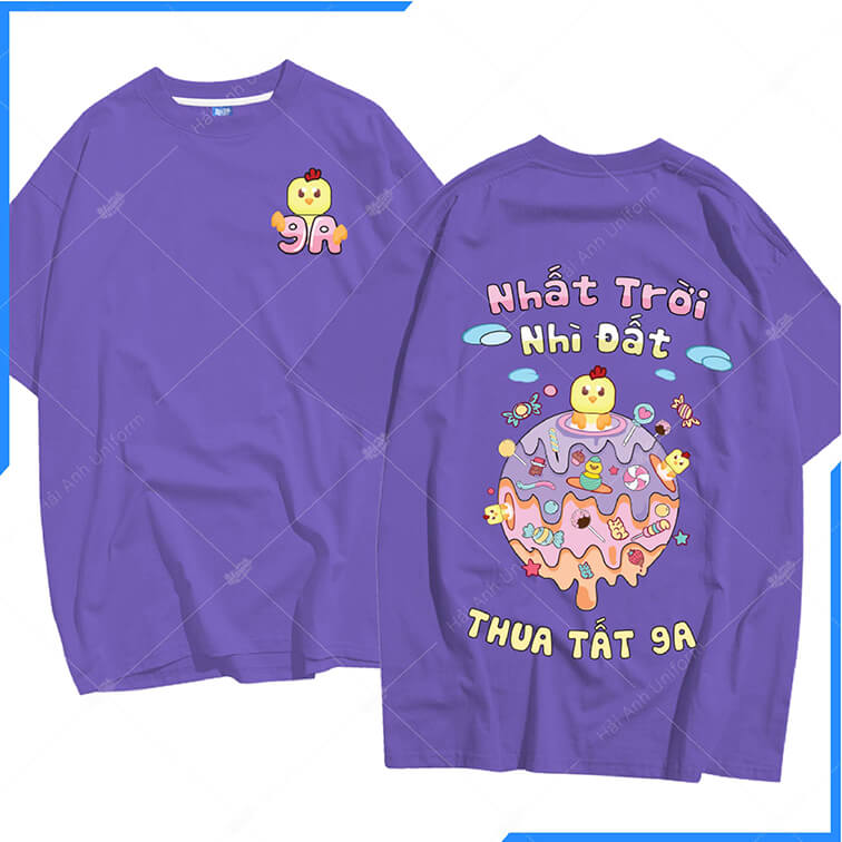 Mẫu Áo Lớp Oversize Màu Tím Violet 9A