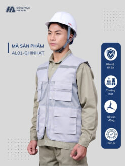 Mẫu Đồng Phục Áo Lưới Bảo Hộ Lao Động Mã 01 Màu Ghi Nhạt