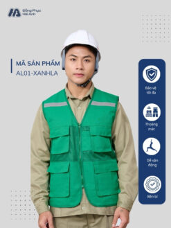 Mẫu Đồng Phục Áo Lưới Bảo Hộ Lao Động Mã 01 Màu Xanh Lá
