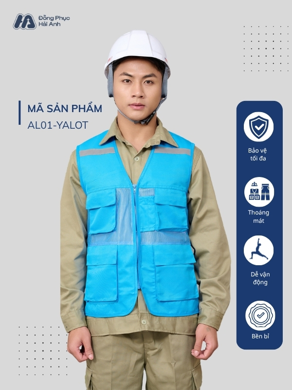 Mẫu Đồng Phục Áo Lưới Bảo Hộ Lao Động Mã 01 Màu Ya Lợt