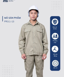 Mẫu Đồng Phục Bảo Hộ Lao Động Vải Kaki Protect 3.1 Mã 13 Màu Xám
