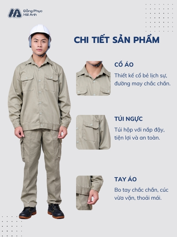 Mẫu Đồng Phục Bảo Hộ Lao Động Vải Kaki Protect 3.1 Mã 13 Màu Xám - ảnh 2