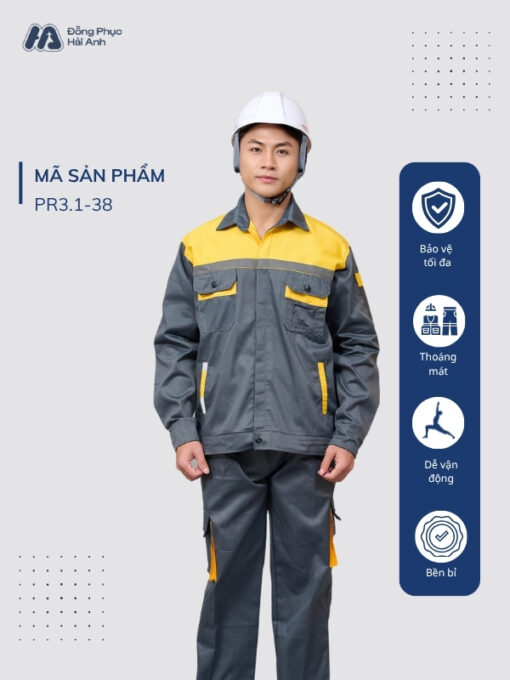 Mẫu Đồng Phục Bảo Hộ Lao Động Vải Kaki Protect 3.1 Mã 38