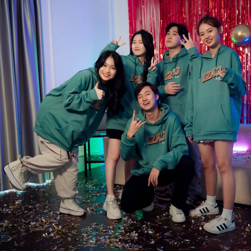 Mẫu Áo Lớp Hoodie Yolo Màu Xanh Mint 12A3
