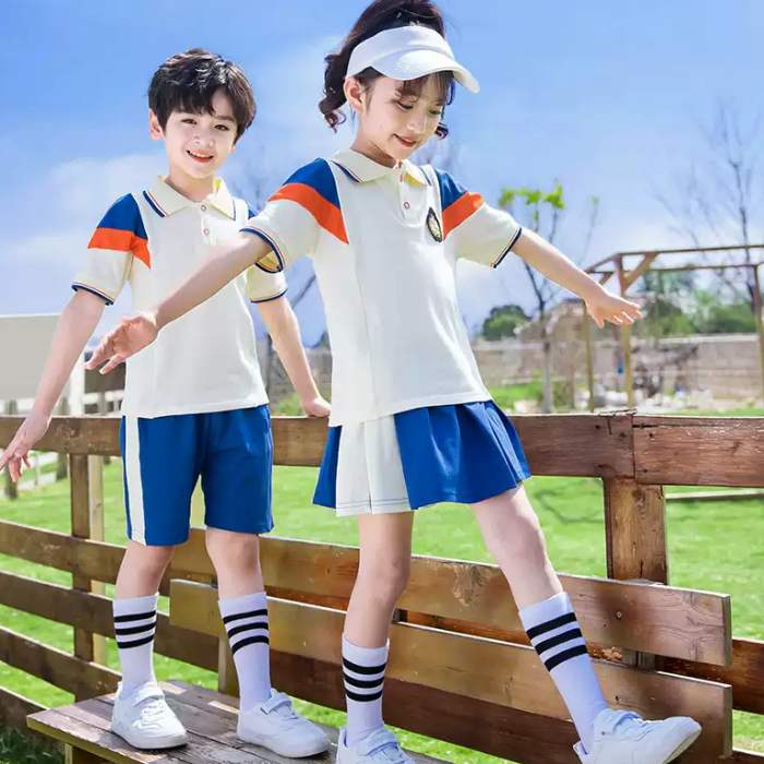 Mẫu áo đồng phục học sinh cấp 1 có cổ màu trắng