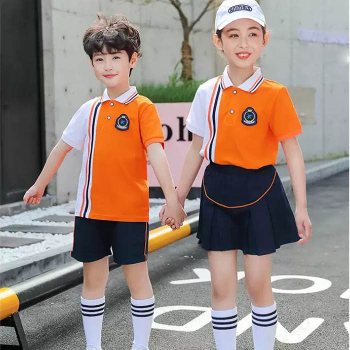 Mẫu áo đồng phục học sinh tiểu học màu cam nổi bật