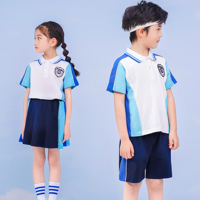 Áo đồng phục học sinh tiểu học màu trắng phối xanh - ảnh 3