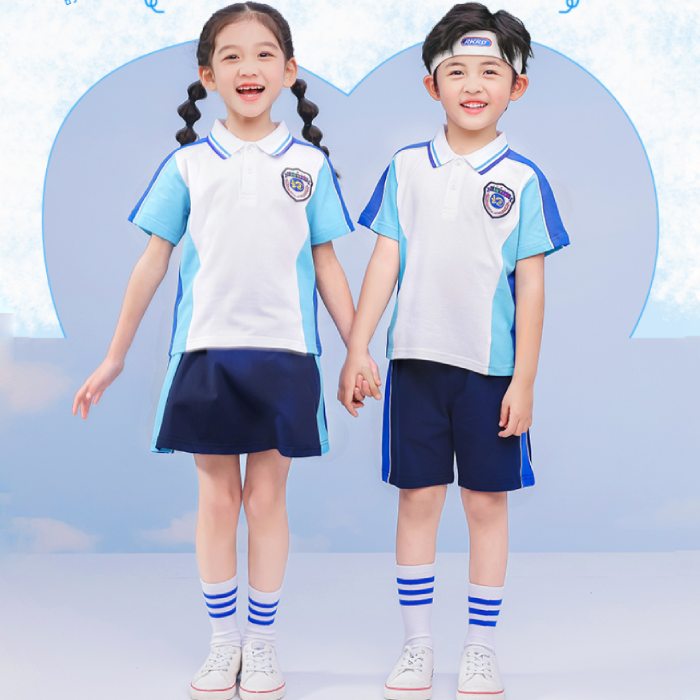Áo đồng phục học sinh tiểu học màu trắng phối xanh - ảnh 2