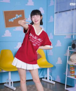 Áo Lớp Oversize Cổ Tim Starling Màu Đỏ Đô - ảnh 4