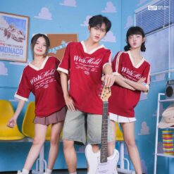 Áo Lớp Oversize Cổ Tim Starling Màu Đỏ Đô - ảnh 2
