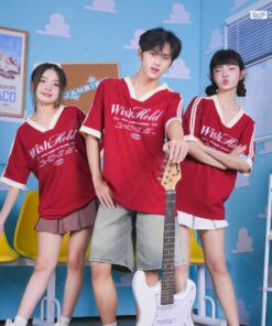 Áo Lớp Oversize Cổ Tim Starling Màu Đỏ Đô - ảnh 2