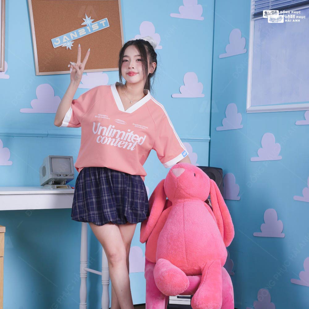 Áo Lớp Oversize Cổ Tim Starling Màu Lòng Tôm - ảnh 4