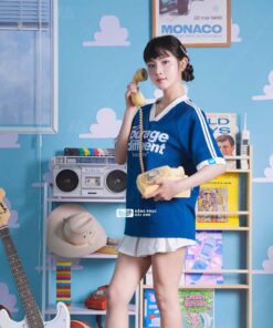 Áo Lớp Oversize Cổ Tim Starling Màu Xanh Coban - ảnh 3