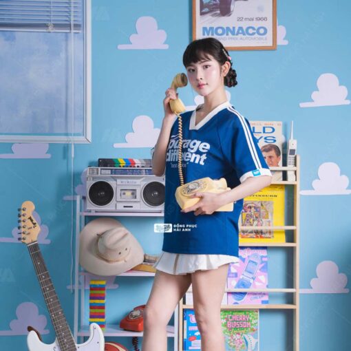 Áo Lớp Oversize Cổ Tim Starling Màu Xanh Coban - ảnh 3