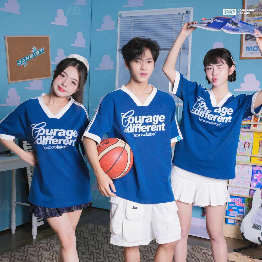 Áo Lớp Oversize Cổ Tim Starling Màu Xanh Coban - ảnh 2