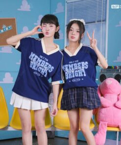 Áo Lớp Oversize Cổ Tim Starling Màu Xanh Đen