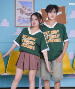 Áo Lớp Oversize Cổ Tim Starling Màu Xanh Iris