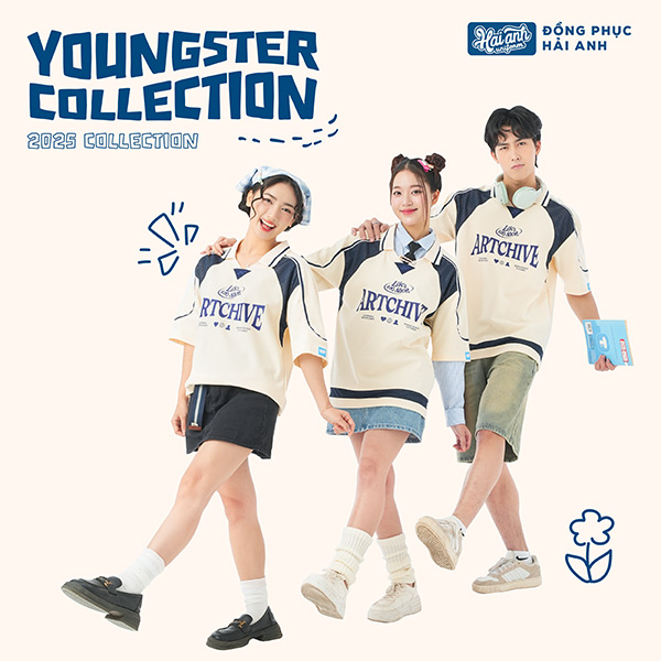 Mẫu Áo Đồng Phục Lớp Polo Oversize Cổ Tim Youngster Màu Kem Cheese