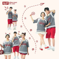 Mẫu Áo Đồng Phục Lớp Polo Oversize Cổ Tim Youngster Màu Xám - ảnh 3