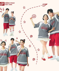 Mẫu Áo Đồng Phục Lớp Polo Oversize Cổ Tim Youngster Màu Xám - ảnh 3