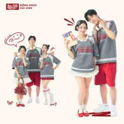 Mẫu Áo Đồng Phục Lớp Polo Oversize Cổ Tim Youngster Màu Xám - ảnh 2