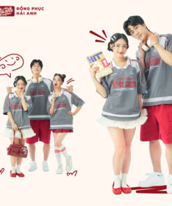 Mẫu Áo Đồng Phục Lớp Polo Oversize Cổ Tim Youngster Màu Xám - ảnh 2