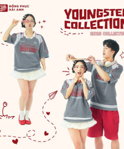 Mẫu Áo Đồng Phục Lớp Polo Oversize Cổ Tim Youngster Màu Xám