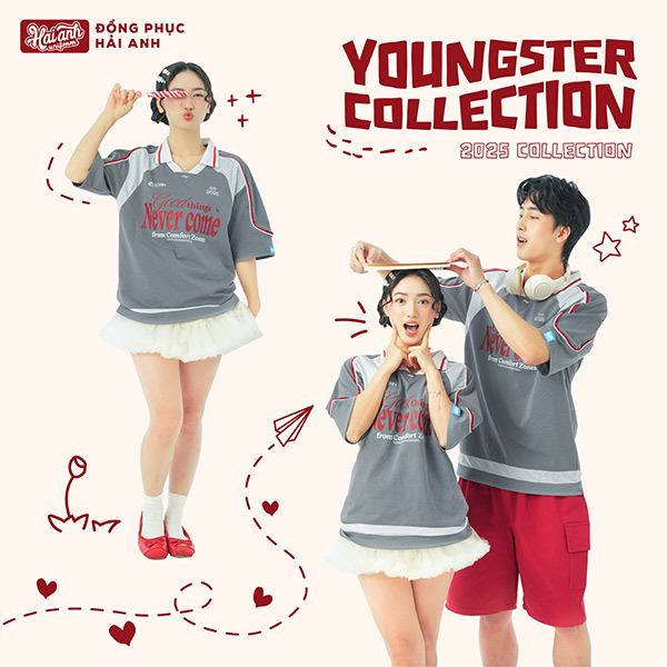 Mẫu Áo Đồng Phục Lớp Polo Oversize Cổ Tim Youngster Màu Xám