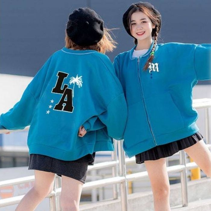 Áo khoác bomber unisex màu xanh phong cách thời trang cá tính - ảnh 5