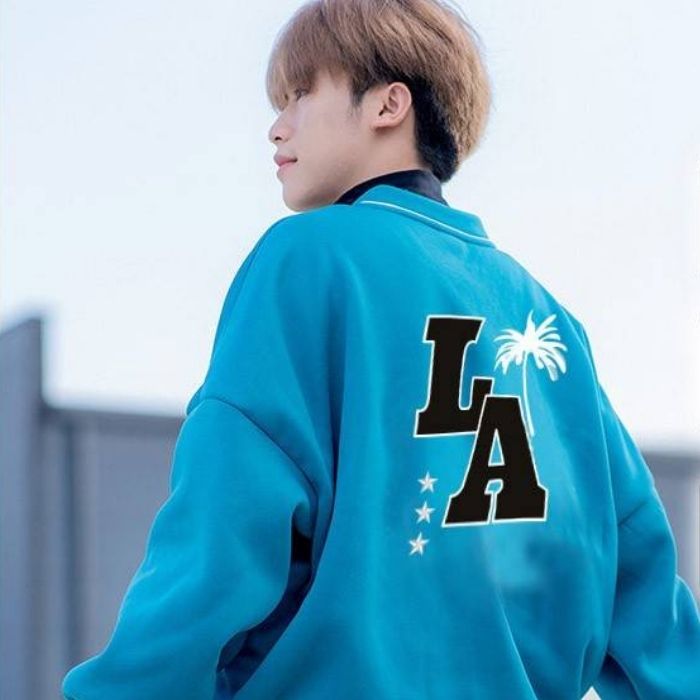 Áo khoác bomber unisex màu xanh phong cách thời trang cá tính - ảnh 2