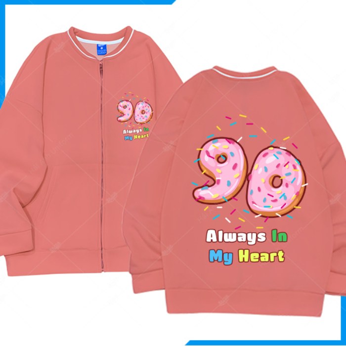 Mẫu áo khoác nỉ Bomber màu hồng Peachy