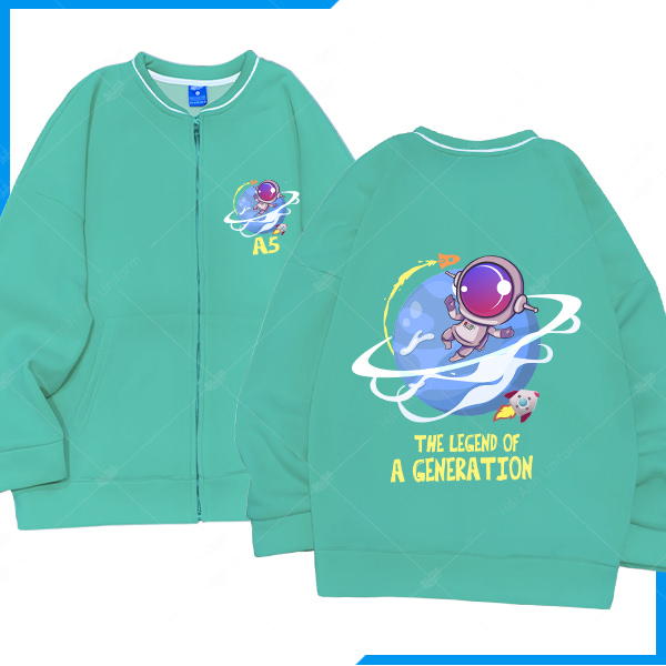 Áo Khoác Nỉ Bomber Màu Xanh Mint A5
