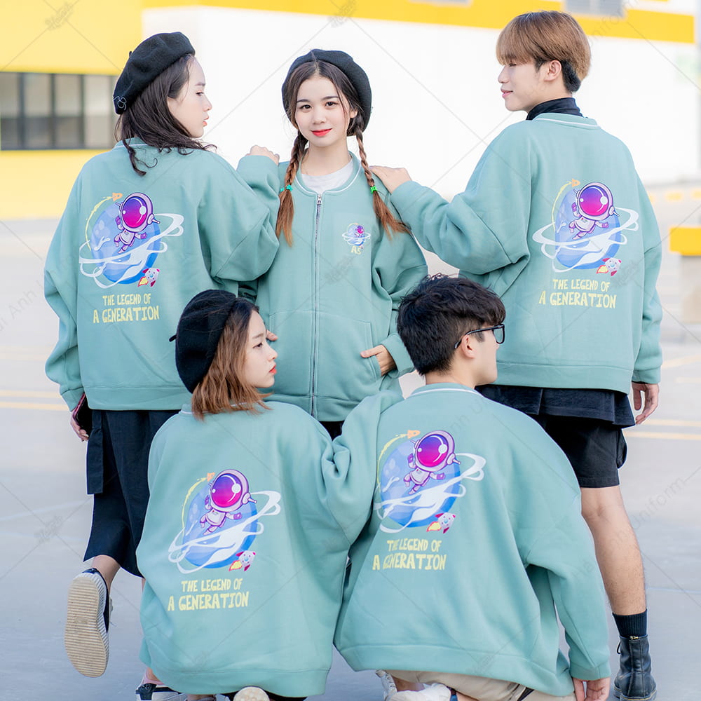 Áo Khoác Nỉ Bomber Màu Xanh Mint A5 - ảnh 2