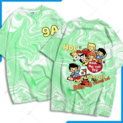 Mẫu Áo Lớp 3D Màu Xanh Cổ Tròn 9A