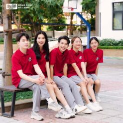 Mẫu Áo Đồng Phục Lớp Có Cổ Besties Màu Đỏ Đô