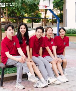 Mẫu Áo Đồng Phục Lớp Có Cổ Besties Màu Đỏ Đô