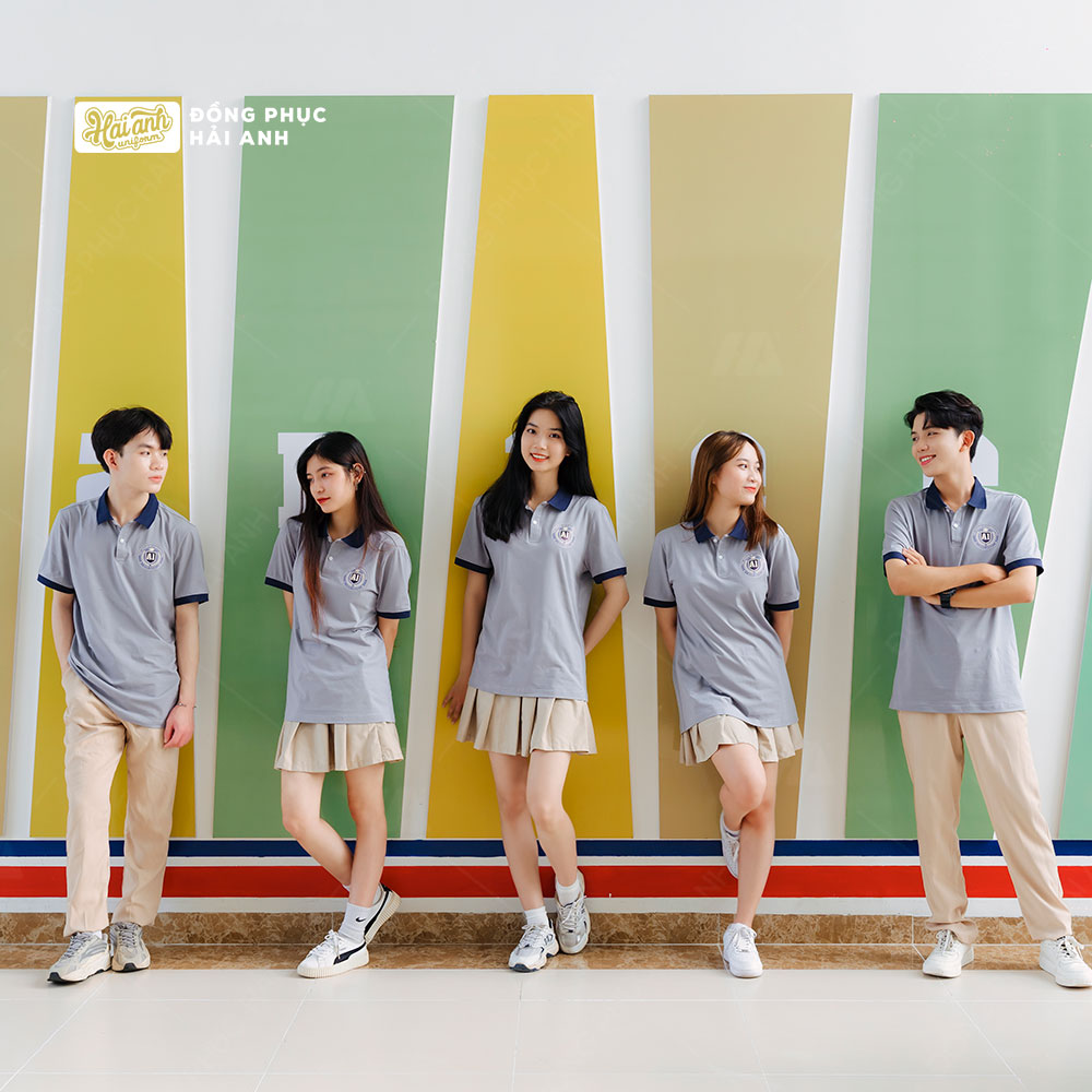 Mẫu Áo Đồng Phục Lớp Polo Besties Màu Xám