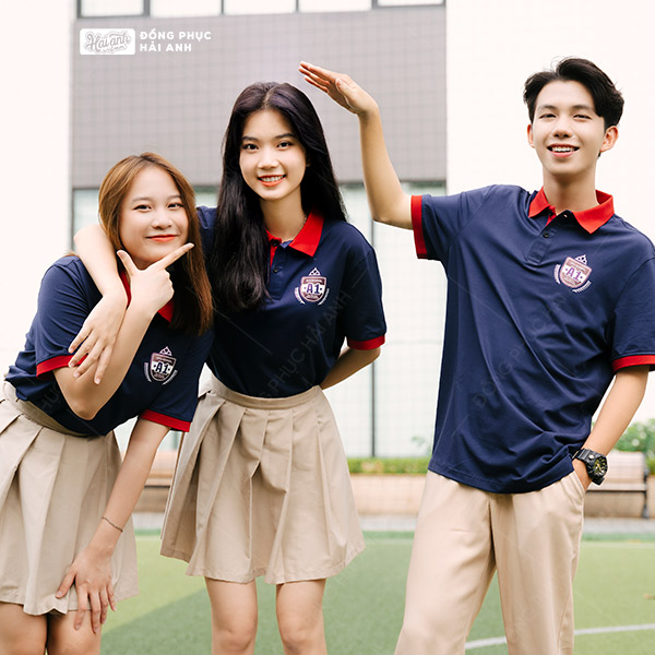 Áo lớp có cổ Besties xanh đen đỏ đô- Hình 1