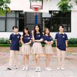 Mẫu Áo Lớp Polo Besties Màu Xanh Đen Phối Kem Chesee