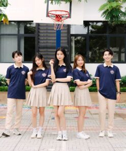 Mẫu Áo Lớp Polo Besties Màu Xanh Đen Phối Kem Chesee
