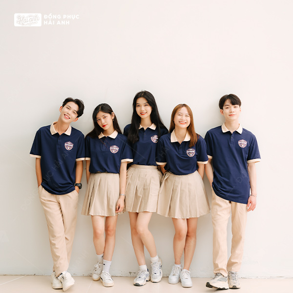 Áo lớp có cổ Besties xanh đen kem cheese - Hình 3