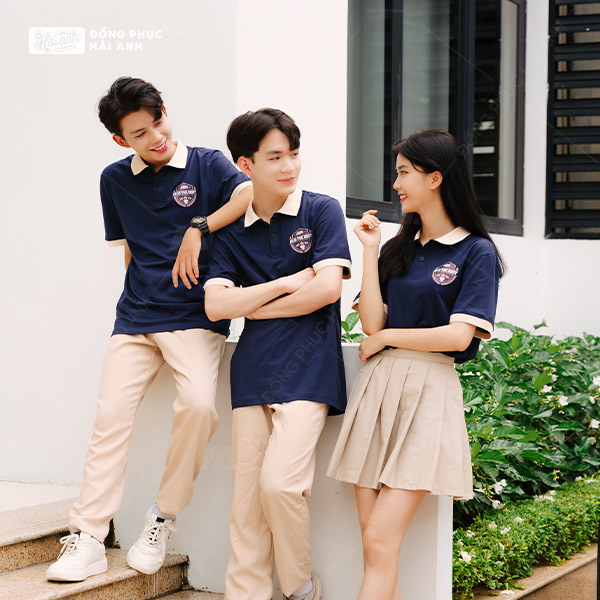 Áo lớp có cổ Besties xanh đen kem cheese - Hình 5